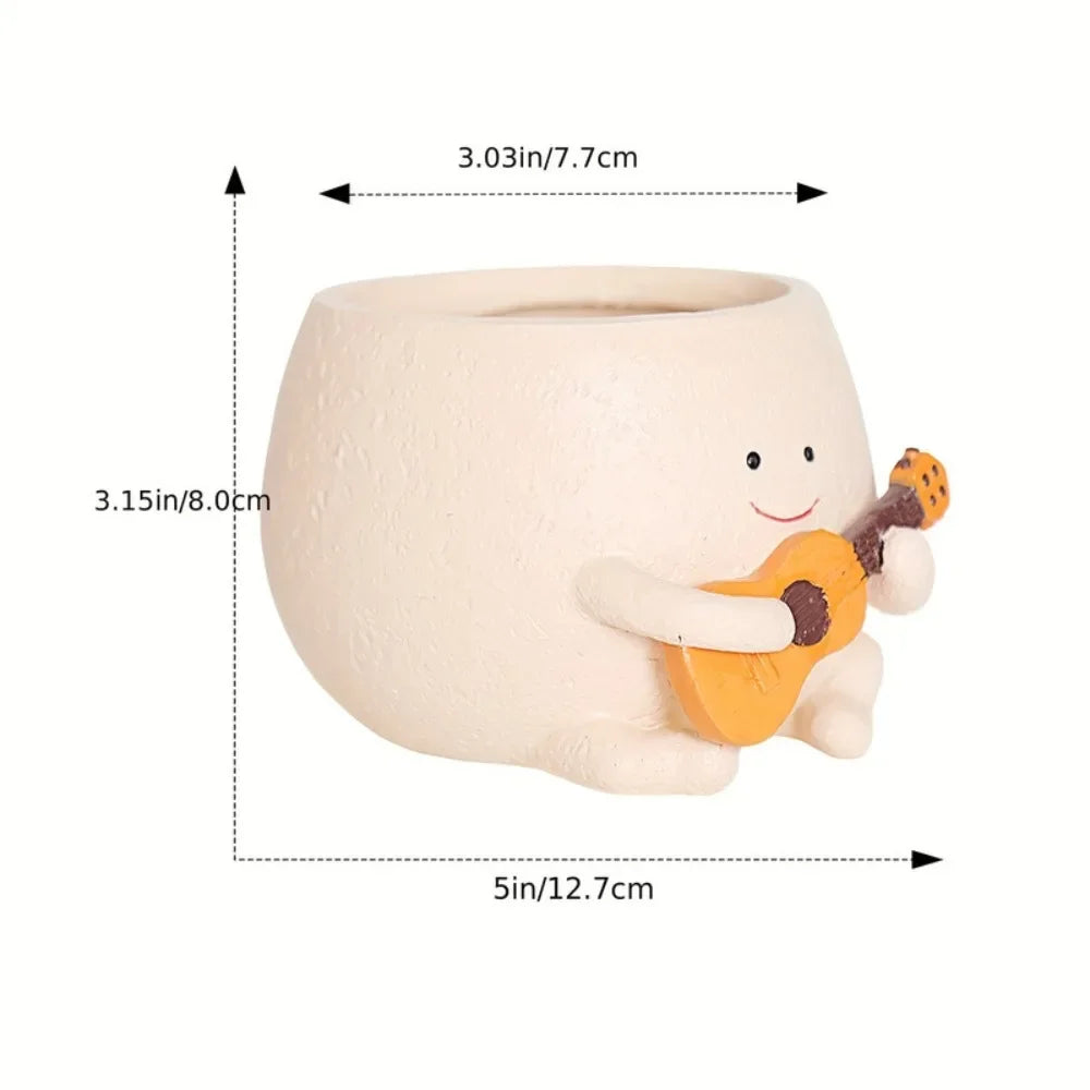 Melody Verde – Guitar-Shaped Succulent Planter | Cute Resin Desk Decor