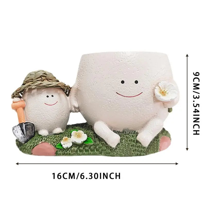 Duo Warmth – Parent & Child Resin Planter | Cute Succulent Pot