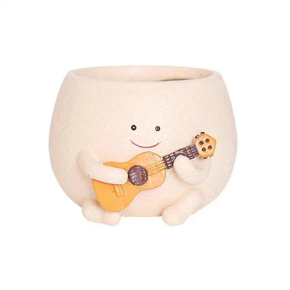Melody Verde – Guitar-Shaped Succulent Planter | Cute Resin Desk Decor