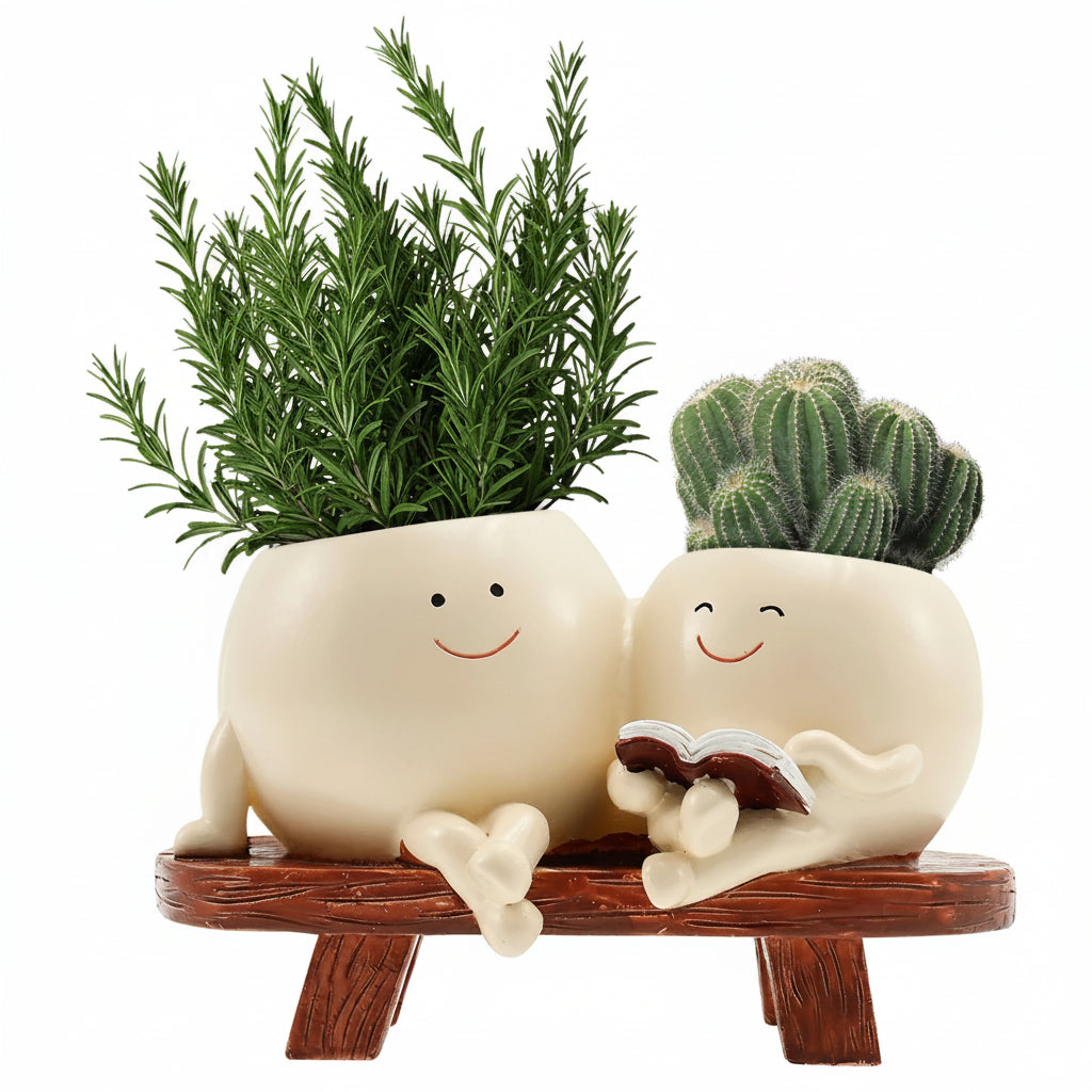 Happy Hole – Smiling Face Succulent Pot with Drainage | Resin Kawaii Planter