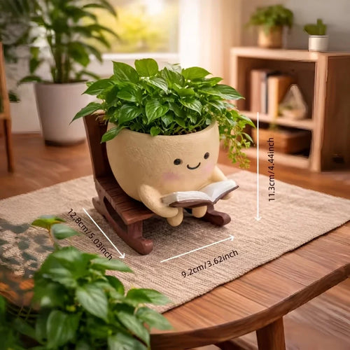 Bookworm Bloom – 3-in-1 Reading Resin Planter | Succulent Pot & Pen Holder